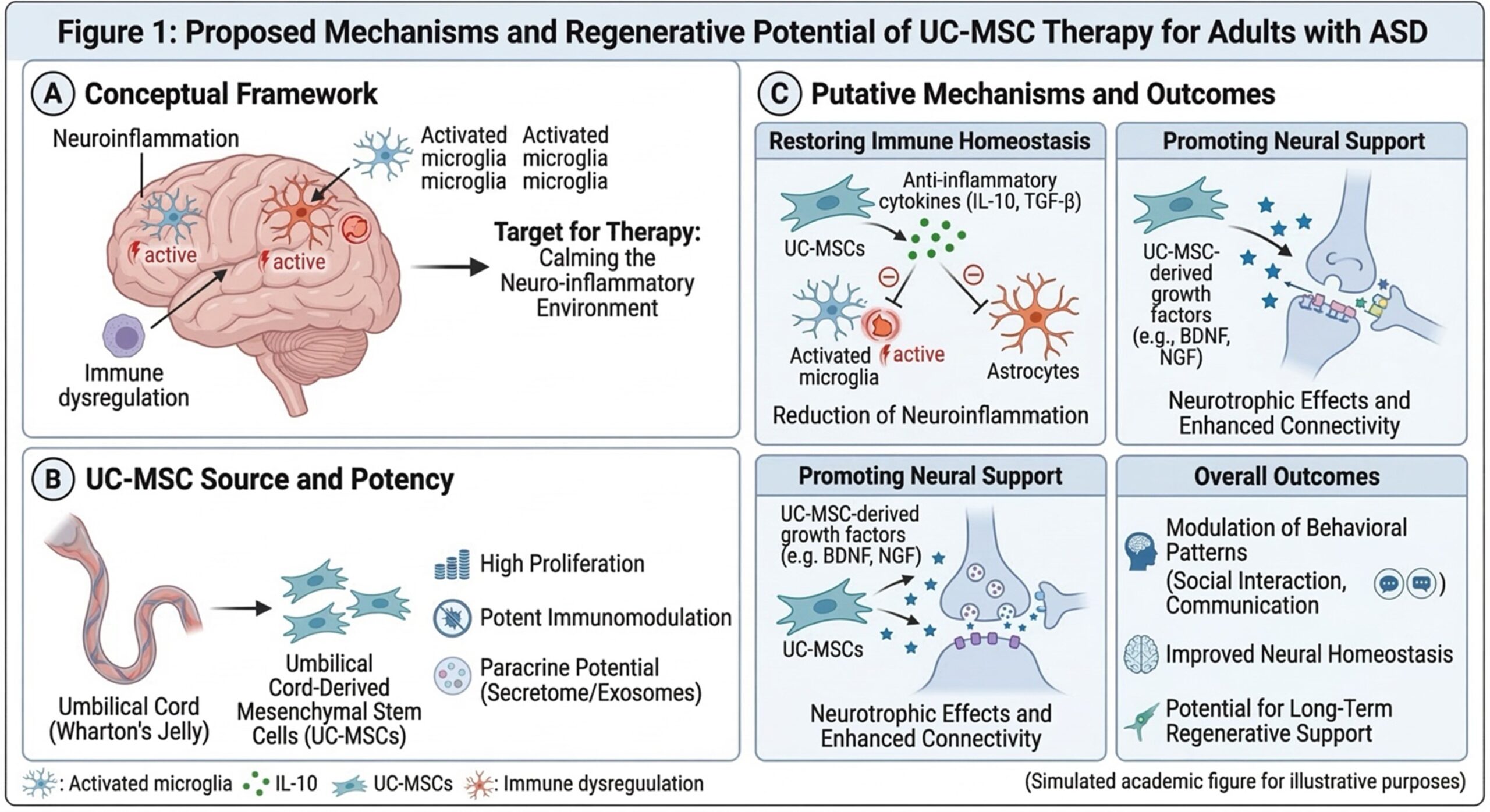 Figure 1:  Schematic of UC-MSC Therapy for Adult ASD: A Regenerative Perspective.