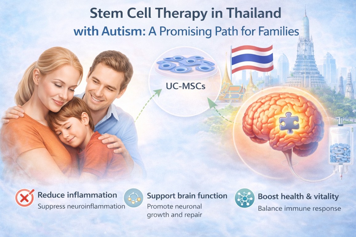 Figure A: Stem cell therapy is being explored as a supportive approach for children with autism spectrum disorder. Researchers are studying how mesenchymal stem cells may help modulate immune responses, reduce neuroinflammation, and support brain function.