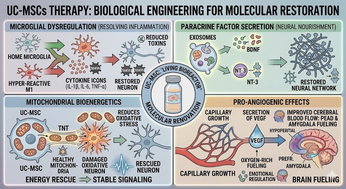 Figure 1: UC-MSCs Therapy for Molecular Restoration in Autism Spectrum Disorder (ASD)