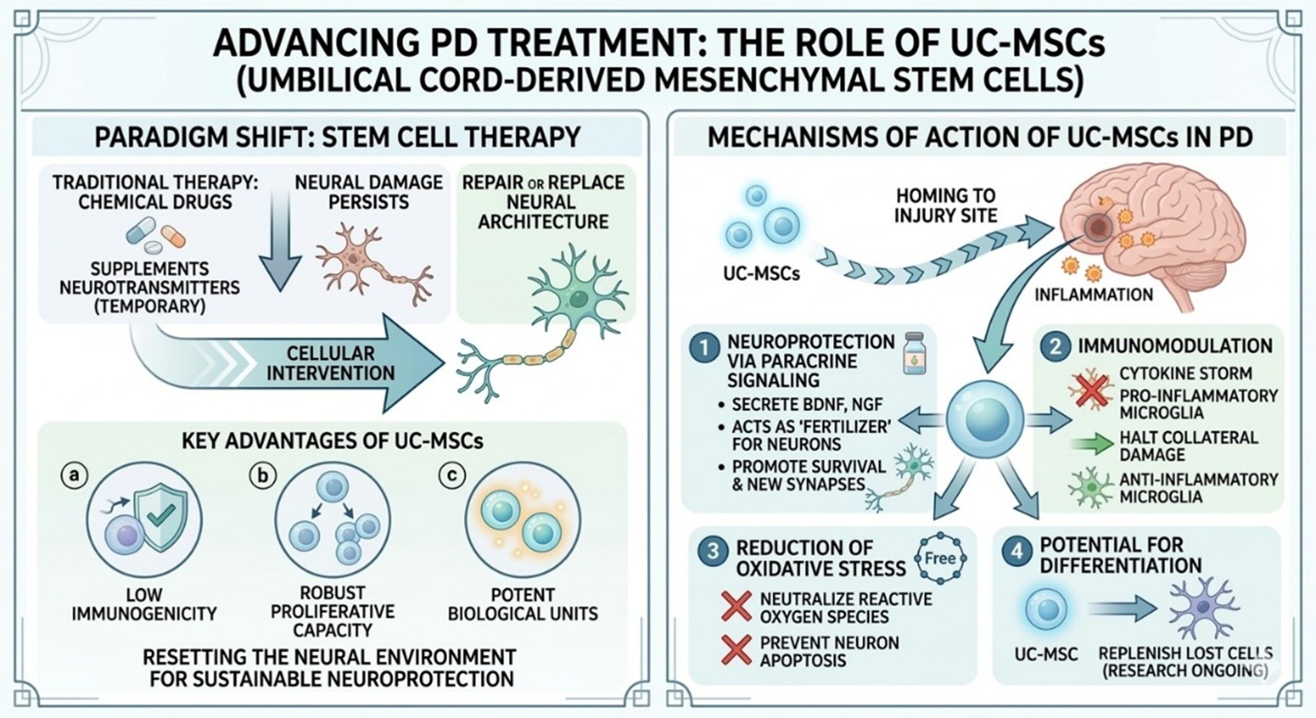 Figure 2: The role of UC-MSCs in Advanced Parkinson’s Disease Treatment