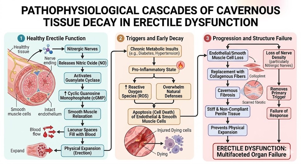 Figure 1: Pathophysiological Cascades of Cavernous Tissue Decay in Erectile Dysfunction