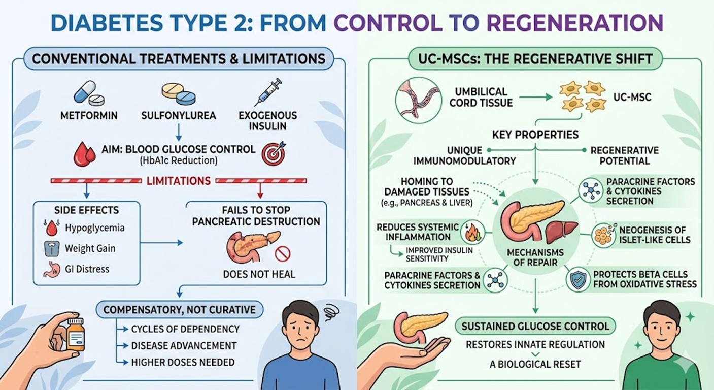 Figure 2: Conventional and Regenerative Stem Cell Therapy in Diabetes Mellitus Type 2