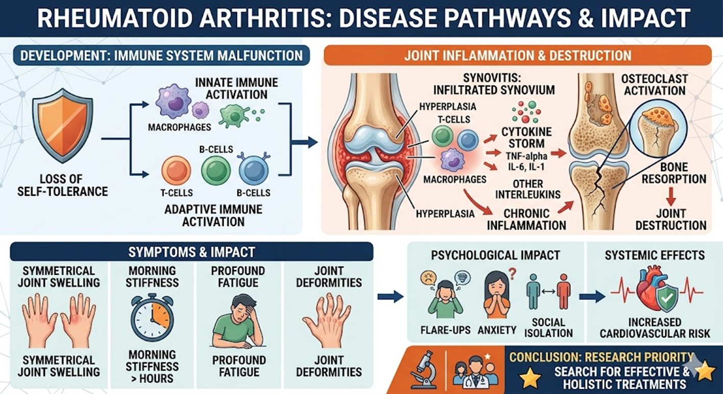 Figure 1: Pathophysiological Mechanisms and Clinical Manifestations of Autoimmune Joint Destruction