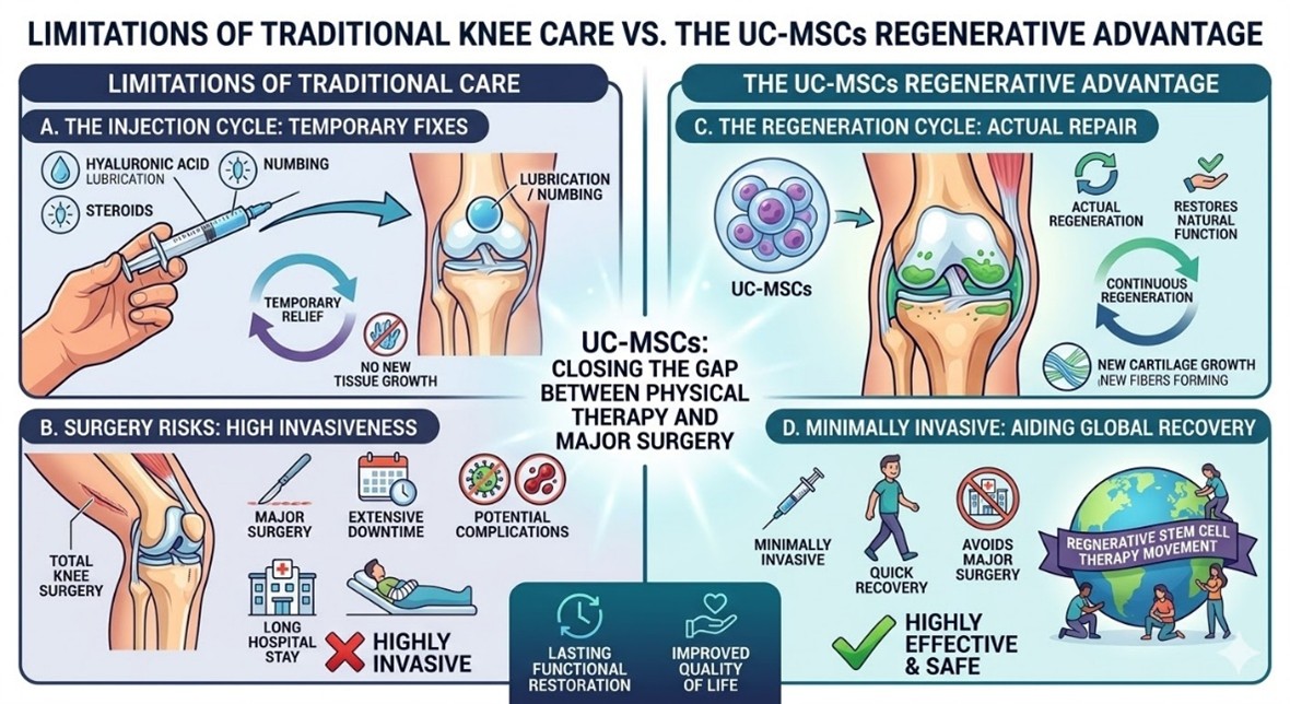 Figure 2: The UC-MSCs Regenerative Advantages in Knee Therapy