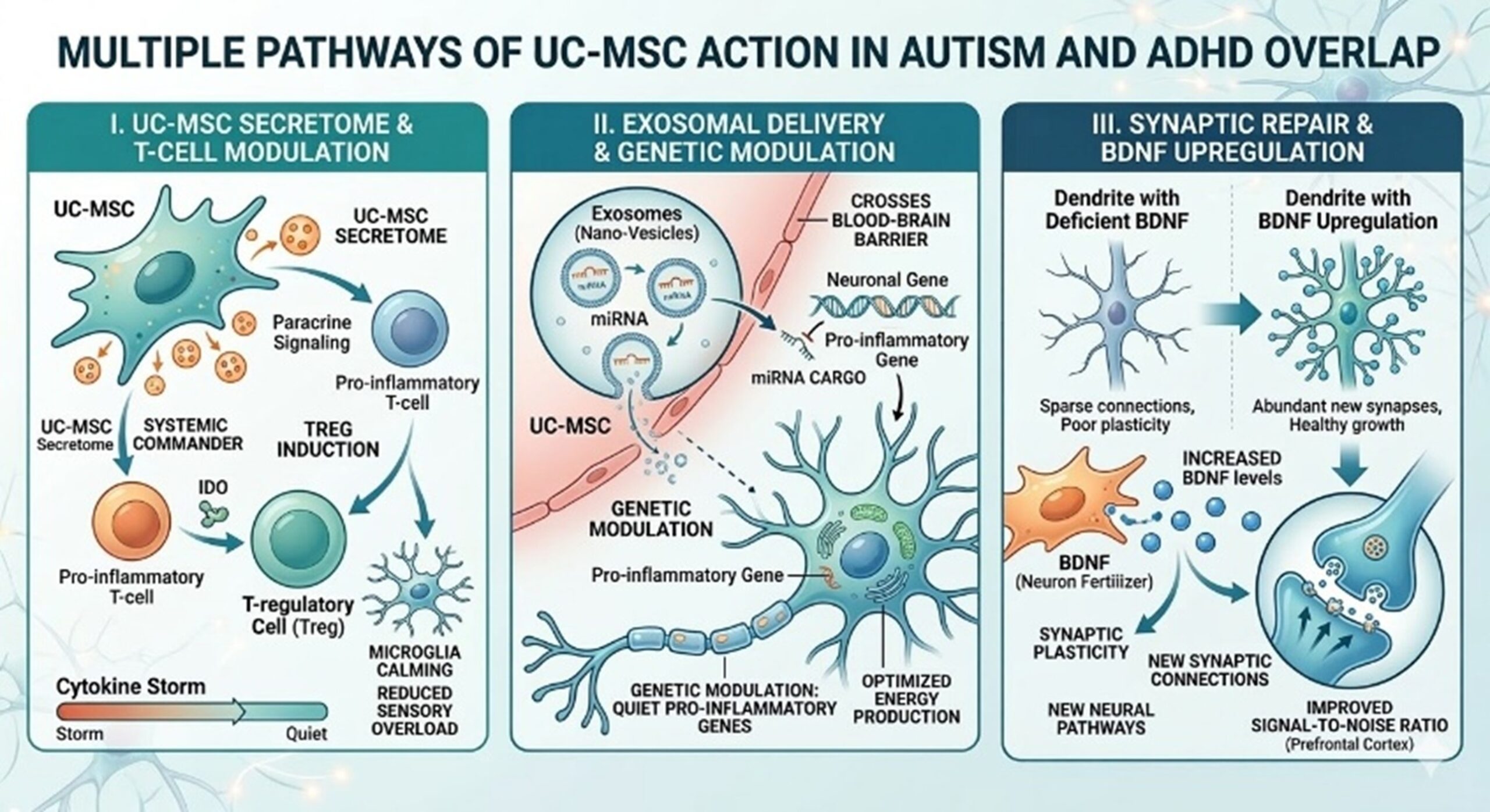 Figure 2: Multiple Pathways of UC-MSCs in Autism and ADHD Overlap