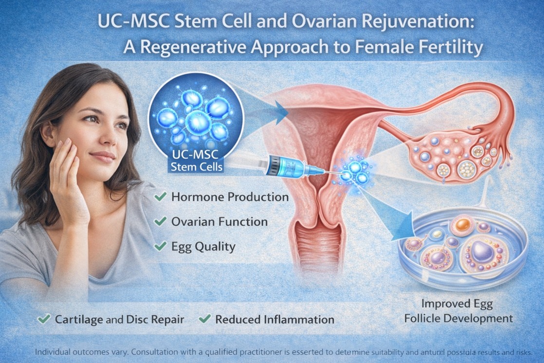 Figure A: UC-MSC therapy is being explored as a regenerative, supportive approach to ovarian health aiming to support hormone balance, ovarian function, and overall fertility potential. 