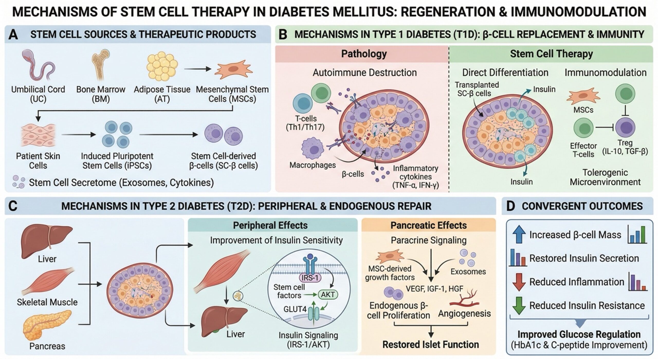 Figure 1: Mechanisms of Stem Cell Therapy in Diabetes Mellitus: Regeneration and Immunomodulation