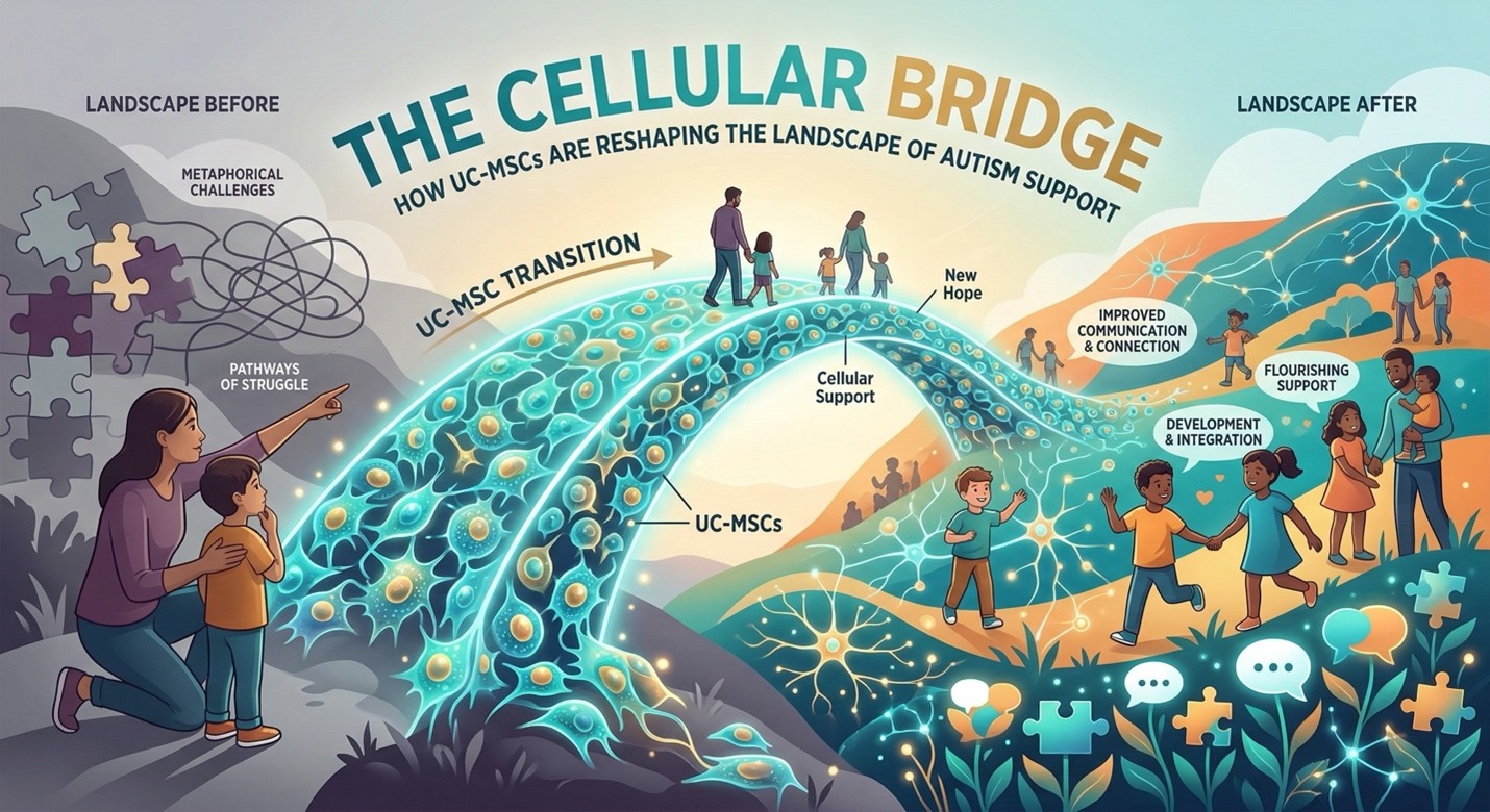 Figure A: The Cellular Bridge: How UC-MSCs are Reshaping the Landscape of Autism Support