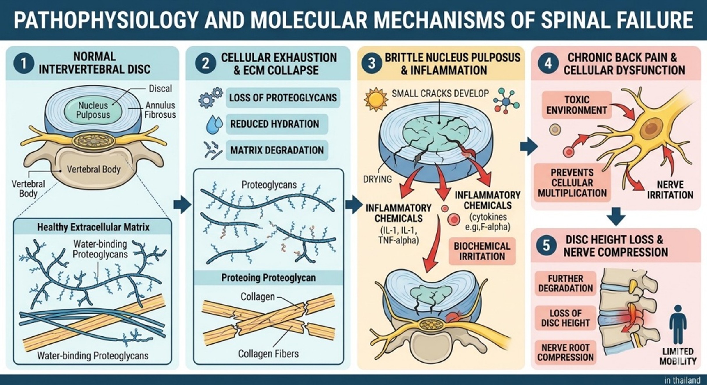 Figure 1: Pathophysiology and Molecular Mechanisms of Spinal Failure led to Back Pain