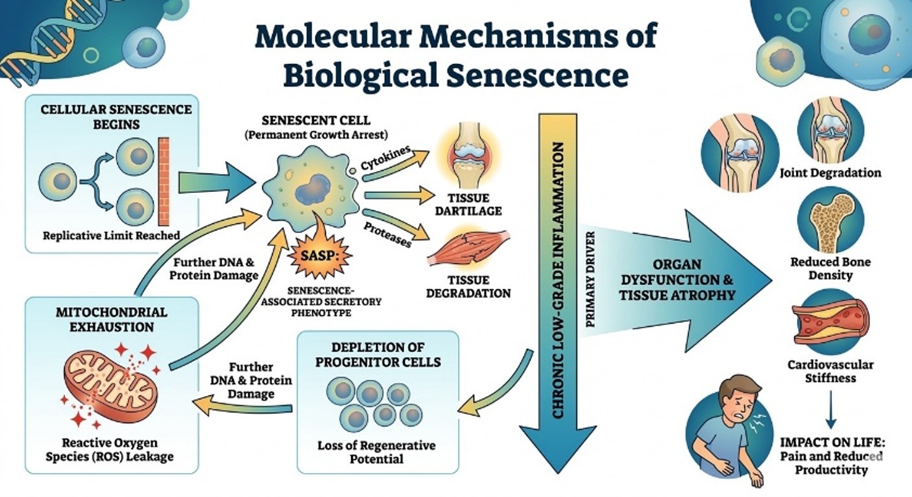 Figure 1: Pathogenesis and Molecular Mechanisms of Biological Aging