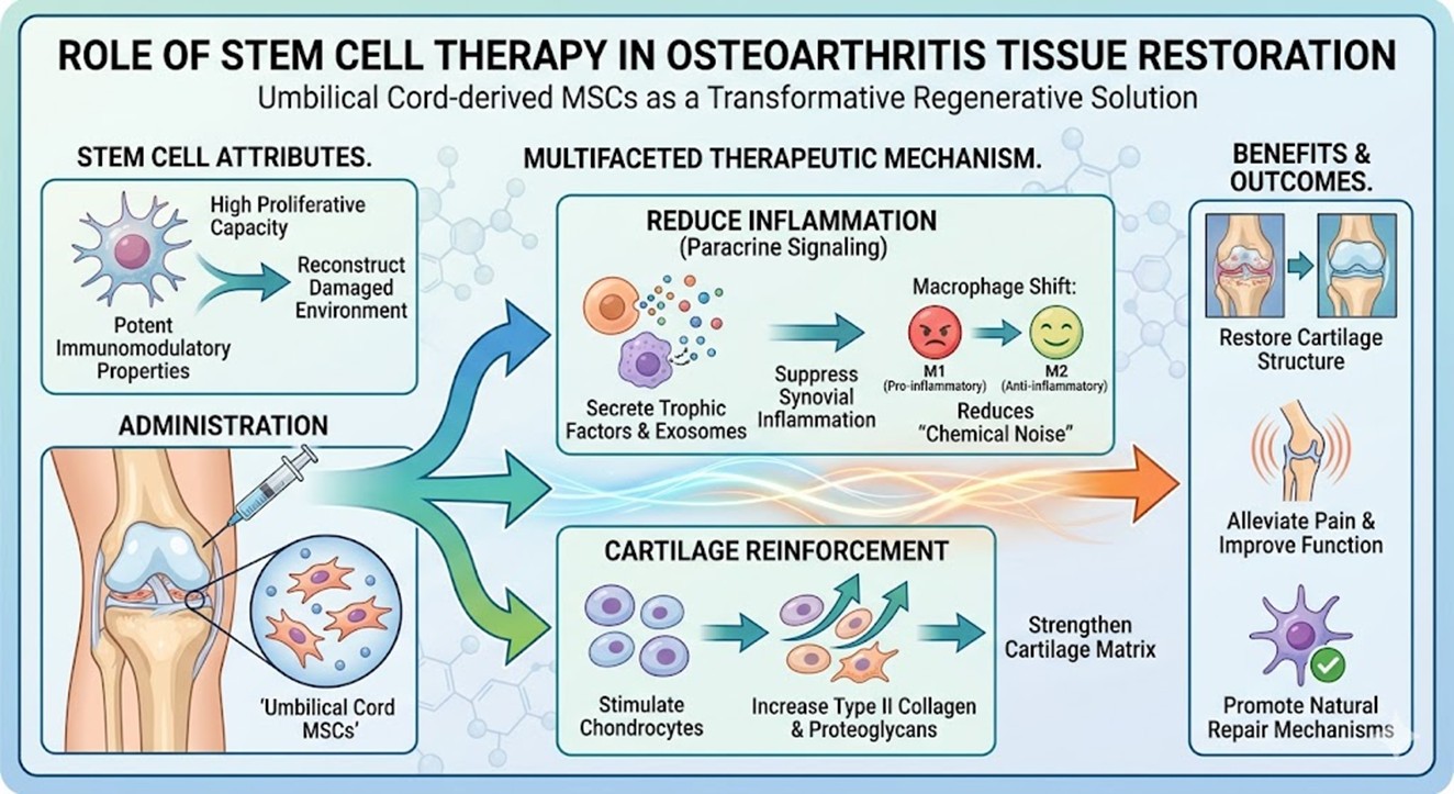 Figure 2: Role of Stem Cell Therapy in Tissue Restoration of Osteoarthritis