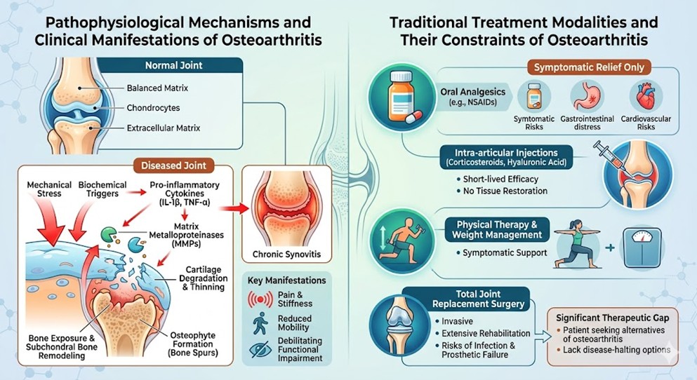 Figure 1: Pathophysiological Mechanisms and Traditional Treatment of Osteoarthritis