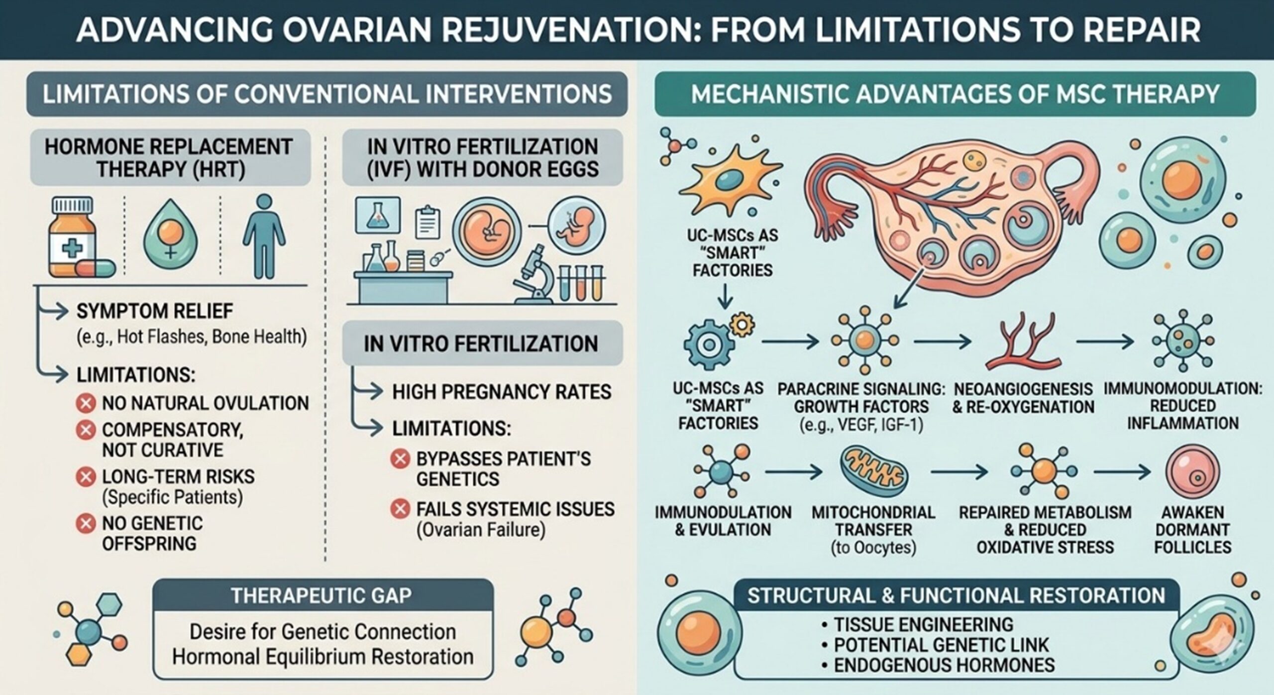Figure 2: Limitation of Conventional intervention and Advanced Ovarian Rejuvenation