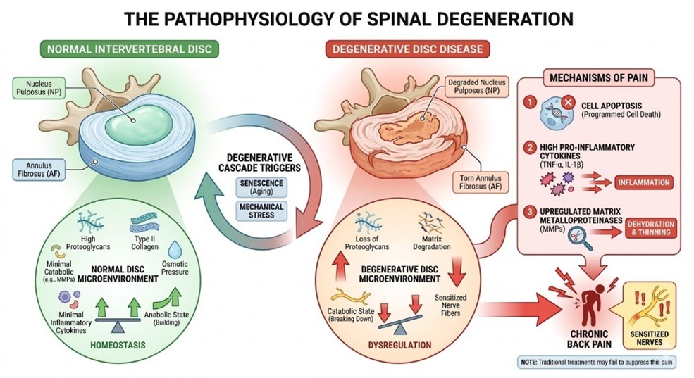 Figure 1: The Pathophysiology and Mechanism of Spinal Degeneration