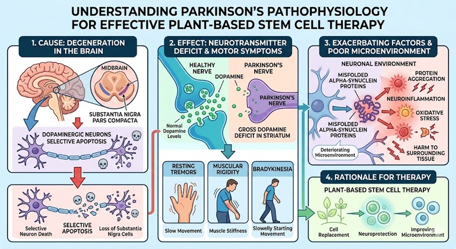 Figure 1: Understanding Parkinson’s disease Pathophysiology for Effective Plant-Based Stem Cell Therapy