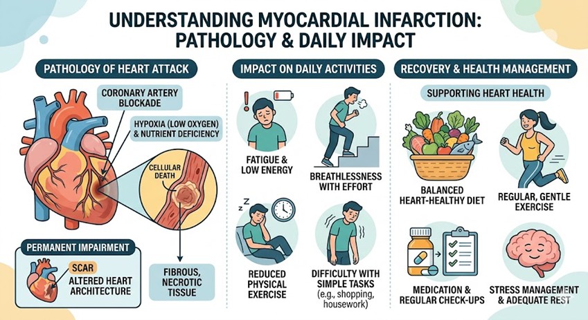 Figure 1: Pathology of Myocardial Infarction and its Impact on Daily Activities