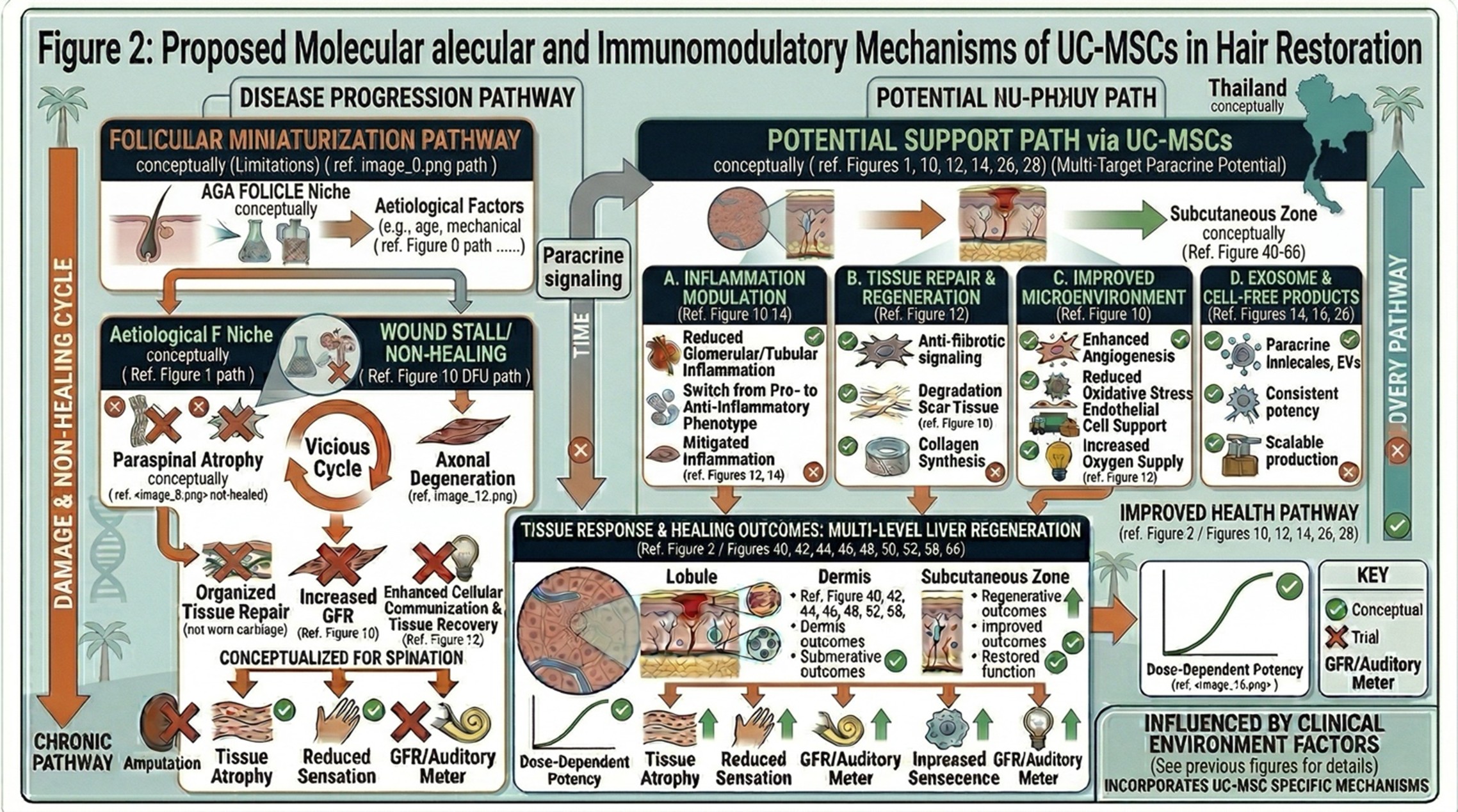 Figure 2: Proposed Molecular and Immunomodulatory Mechanisms of UC-MSCs in Hair Restoration