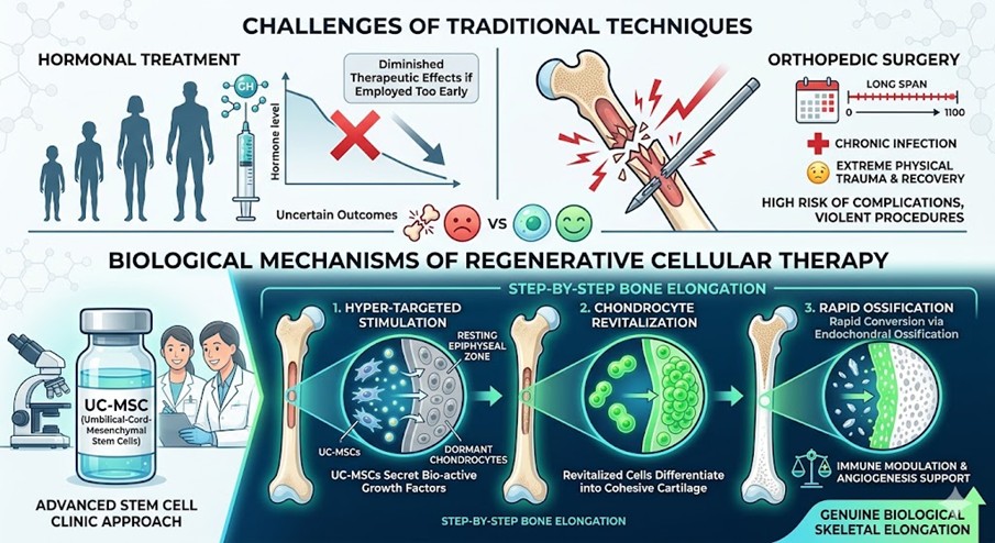 Figure 2: Biological Mechanisms Driving Skeletal Elongation Through Cellular Therapy