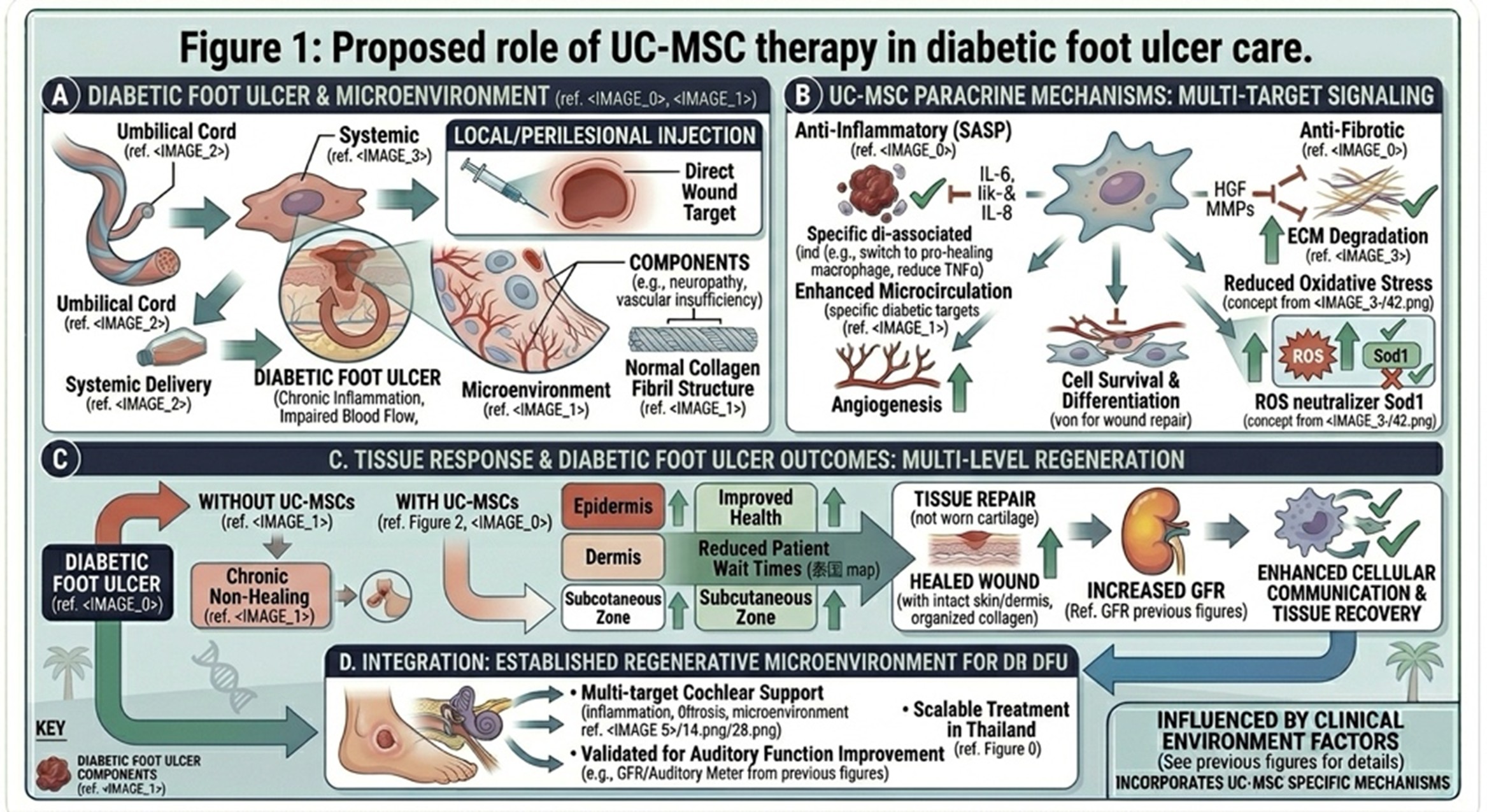Figure 1: Proposed role of UC-MSC therapy in diabetic foot ulcer care.