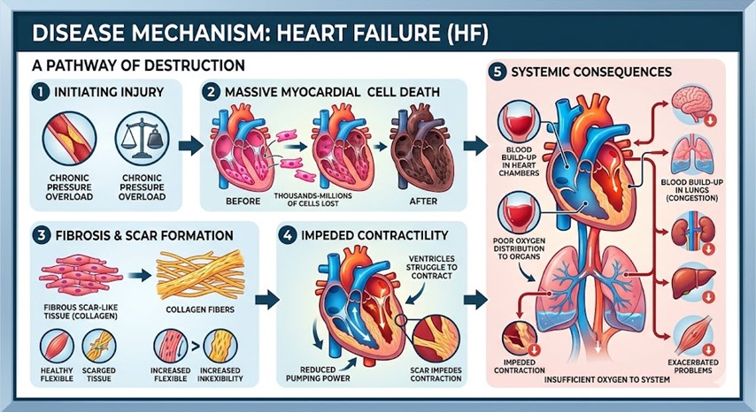 Figure 1: Disease Mechanism of heart failure (HF)