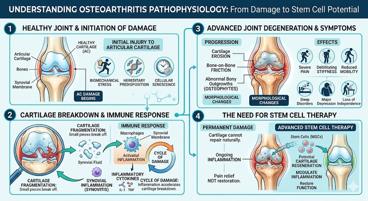 Figure 1: Pathophysiology and Stem Cell Therapy in Osteoarthritis