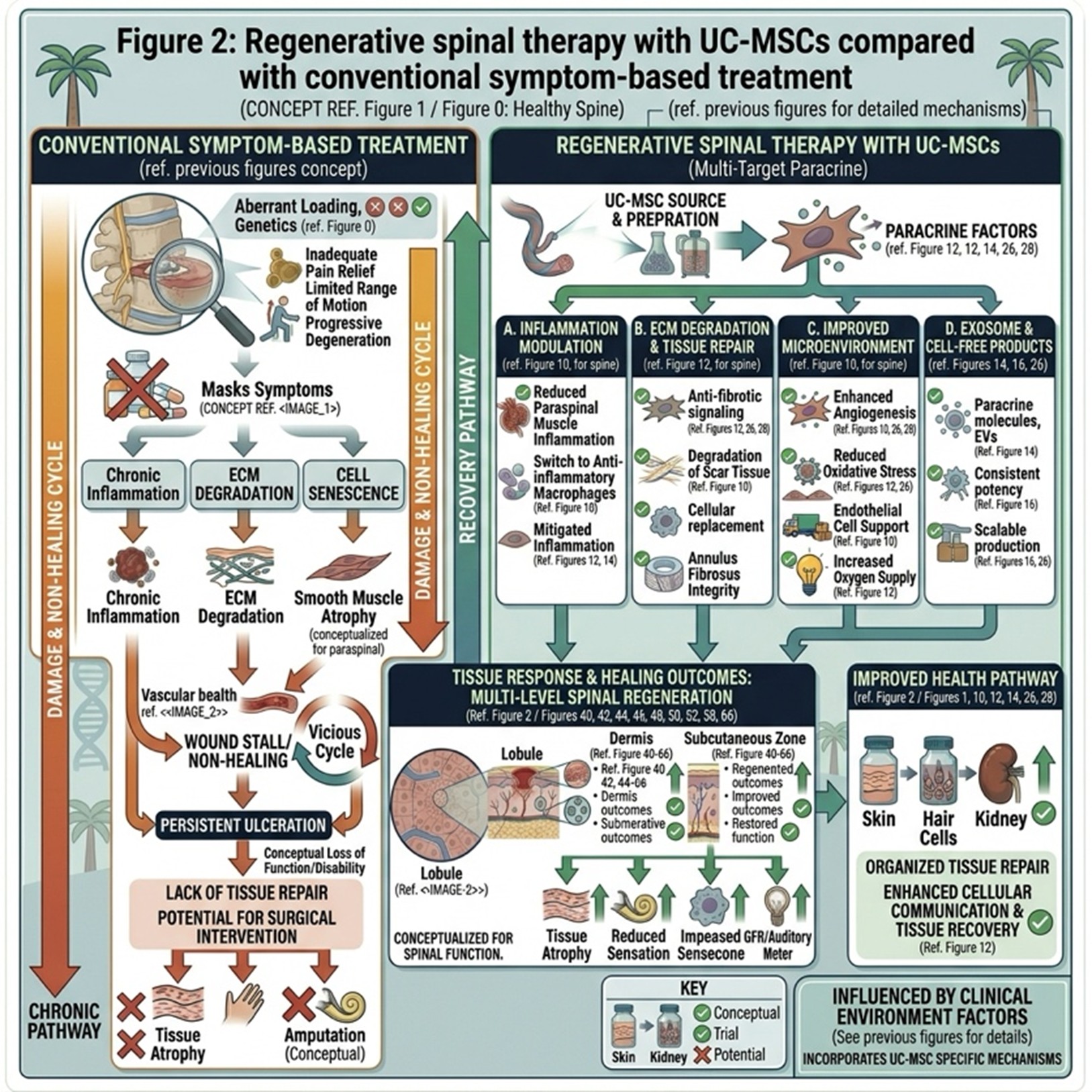 Figure 2: Regenerative spinal therapy with UC-MSCs compared with conventional symptom-based treatment