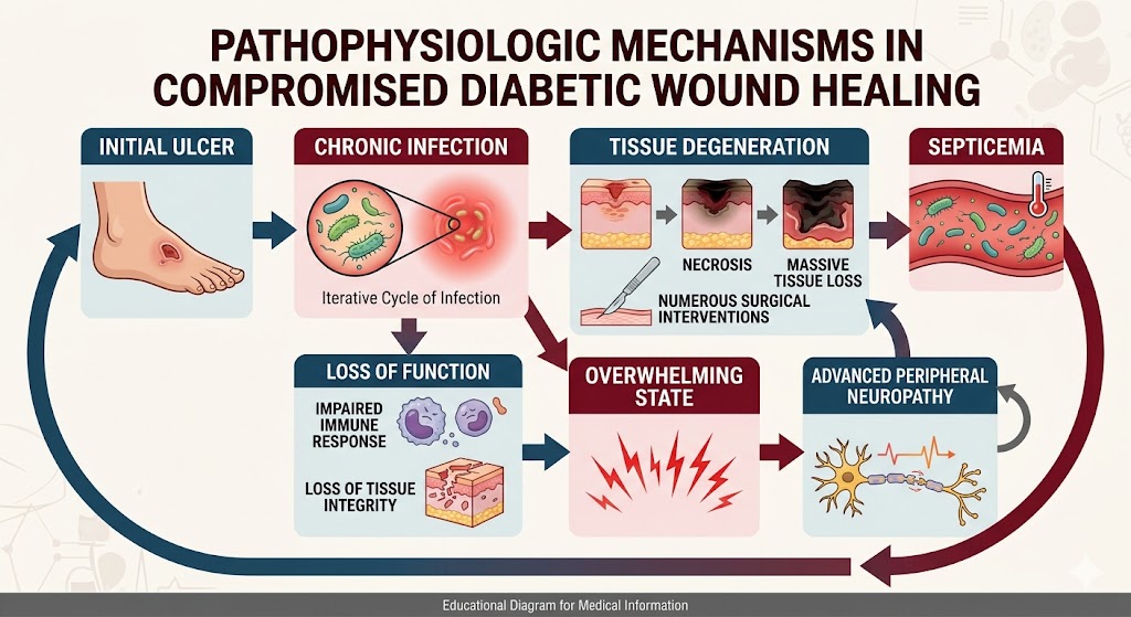 Figure 1: Pathophysiologic Mechanisms of diabetic wound healing