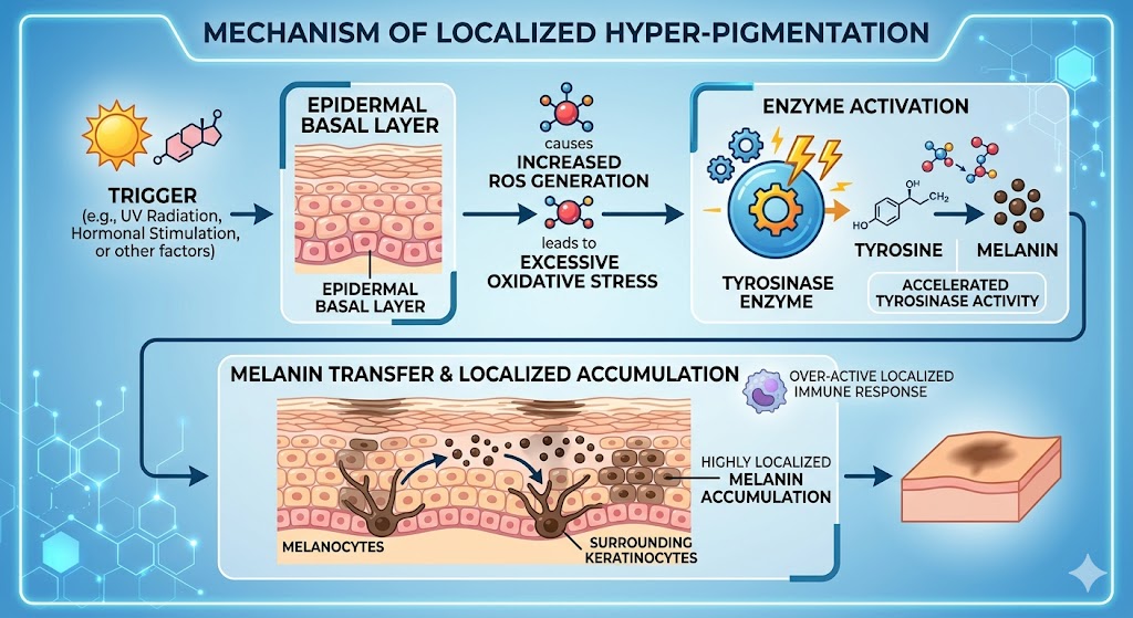 Figure 1: Mechanism of Localized Hyper-Pigmentation
