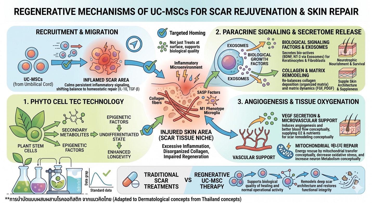 Figure A: Comparative analysis of Traditional vs. Regenerative UC-MSC Therapy: Highlighting the shift from symptomatic relief to complete cellular signaling restoration and functional integrity