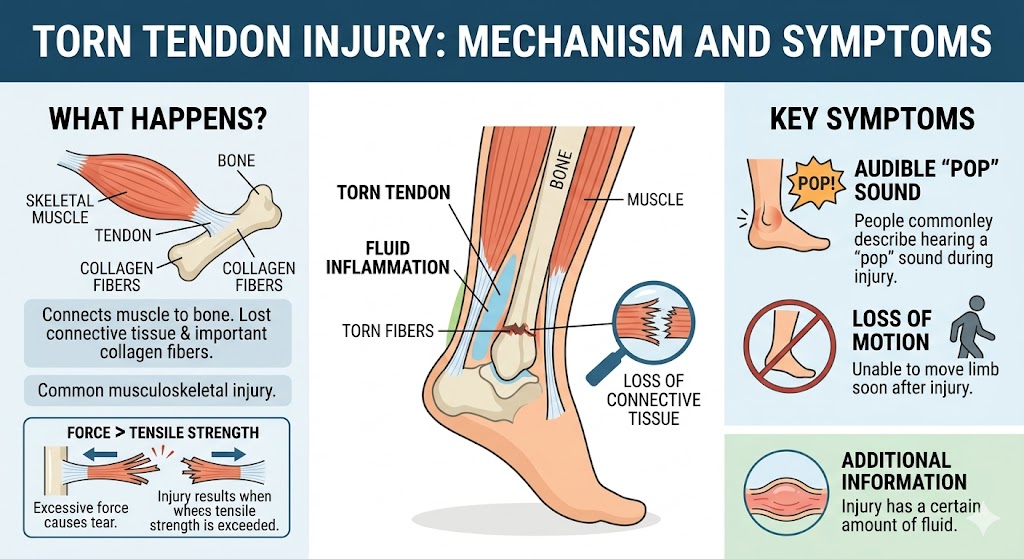 Figure 1: Mechanism and Symptoms of torn tendon injuries