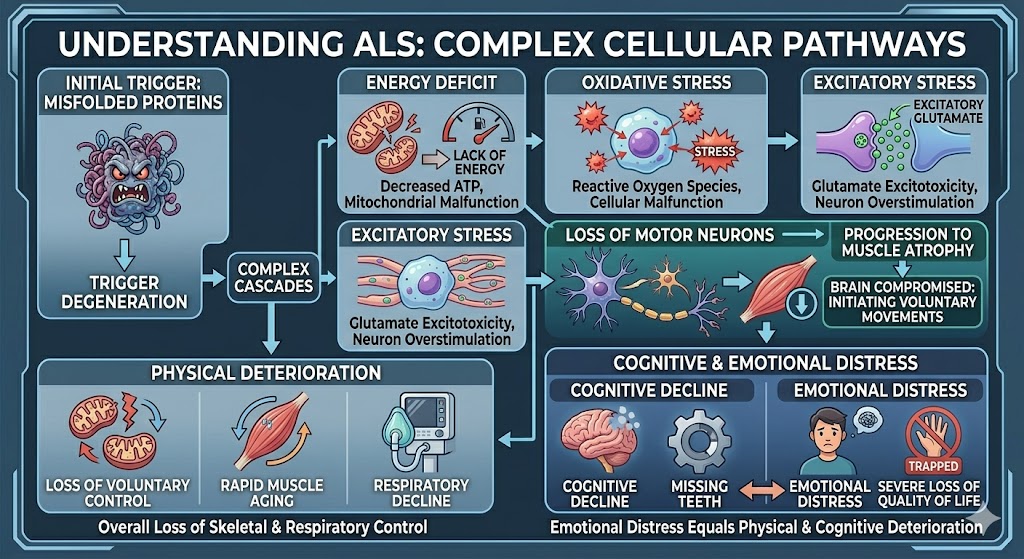Figure 1: Understanding ALS in Complex Cellular pathways