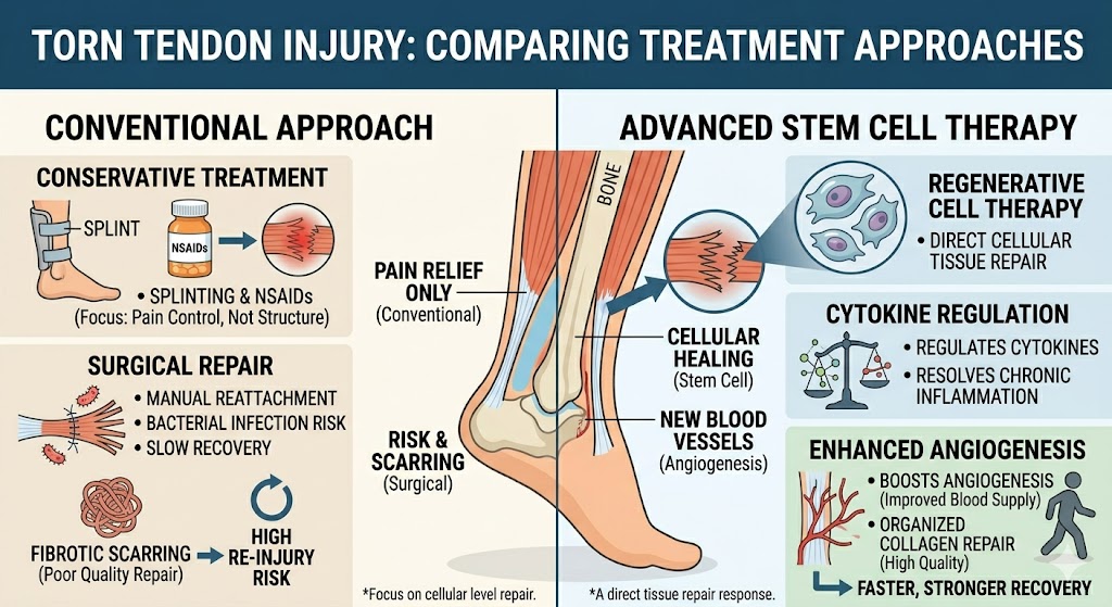 Figure 2: Comparisons of Conventional and Advanced Stem Cell Therapy