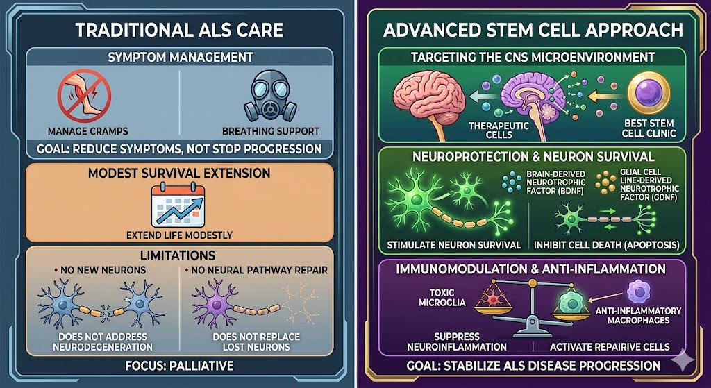 Figure 2: The Comparisons of traditional and Advanced Stem Cell Approach