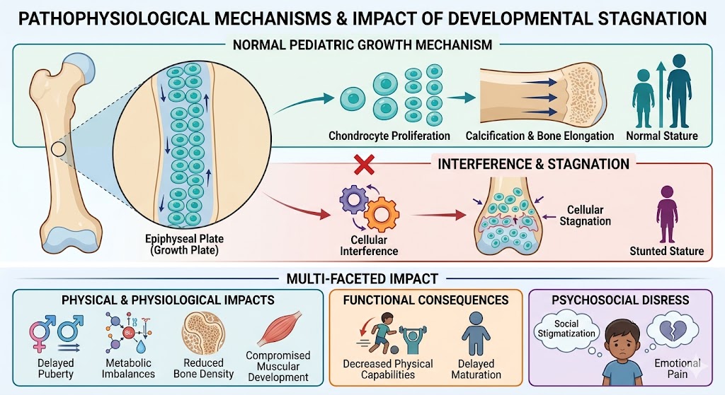 Figure 1: Pathophysiological mechanisms and the impact of developmental stagnation