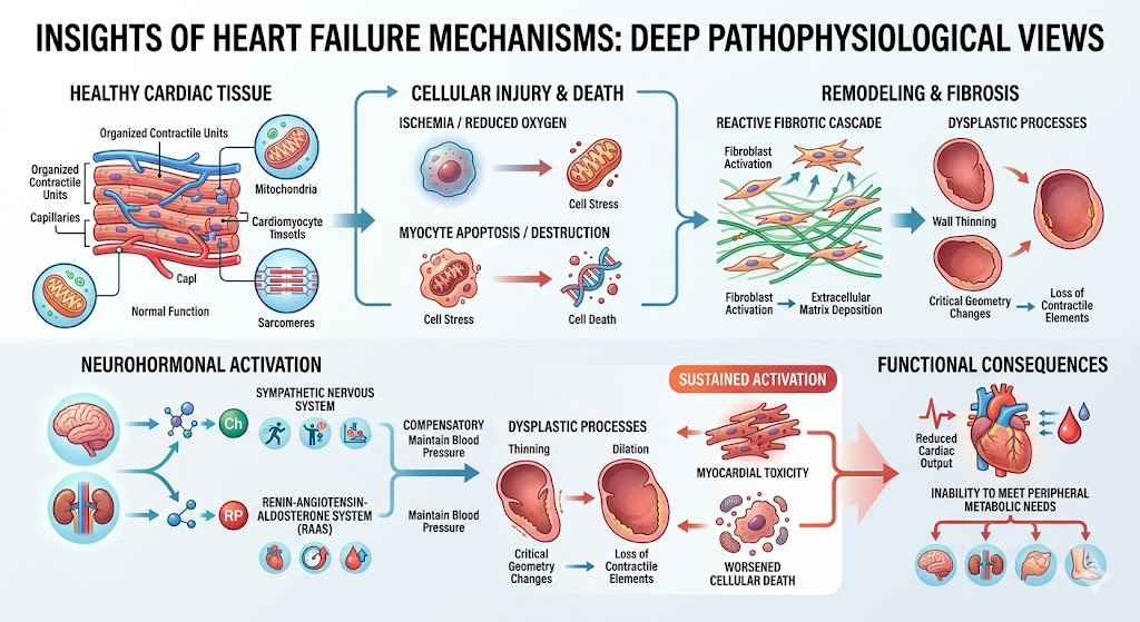 Figure 1: Insights of the Deep Pathophysiological Heart Failure Mechanisms