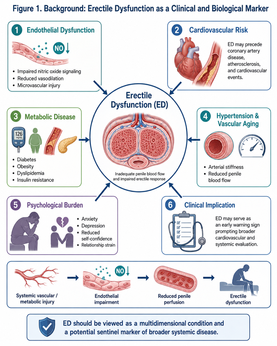 Figure 1: Background Erectile dysfunction (ED) is well established as both a clinical and biological marker for various disease states, such as cardiovascular events.