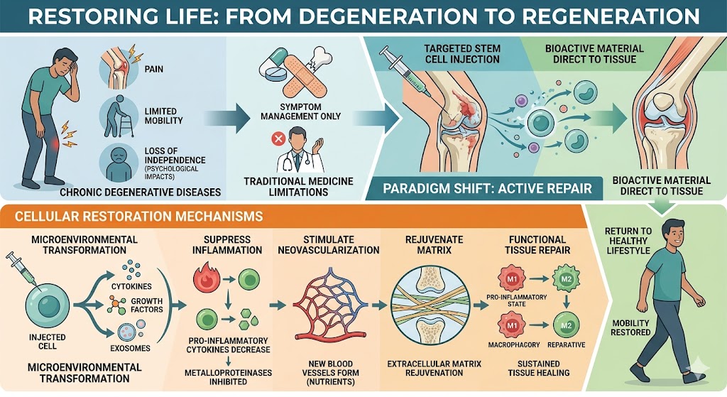 Figure 1: Stem Cell Injection restoring life from degeneration to regeneration