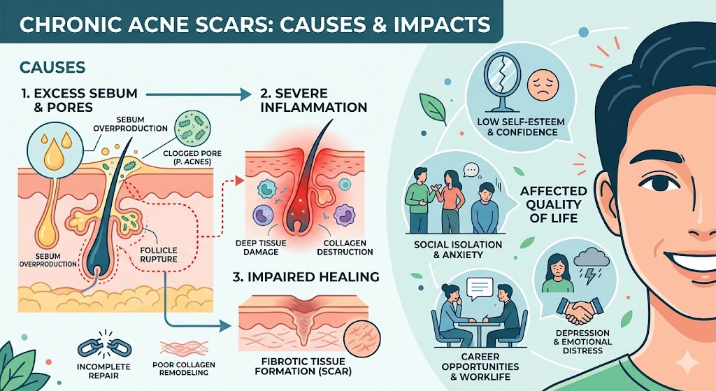 Figure 1: Biomolecular Acne Scars Mechanisms