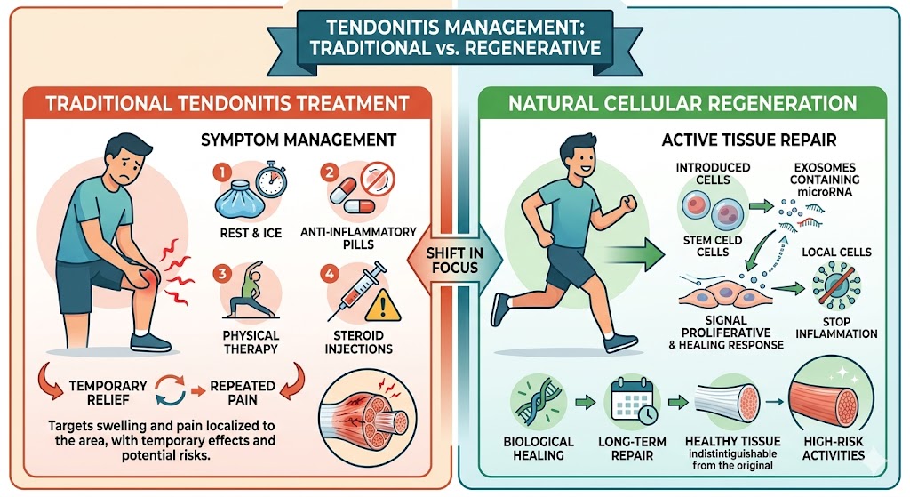 Figure 1: The replacement of traditional Tendonitis therapies with Natural Cellular Regeneration
