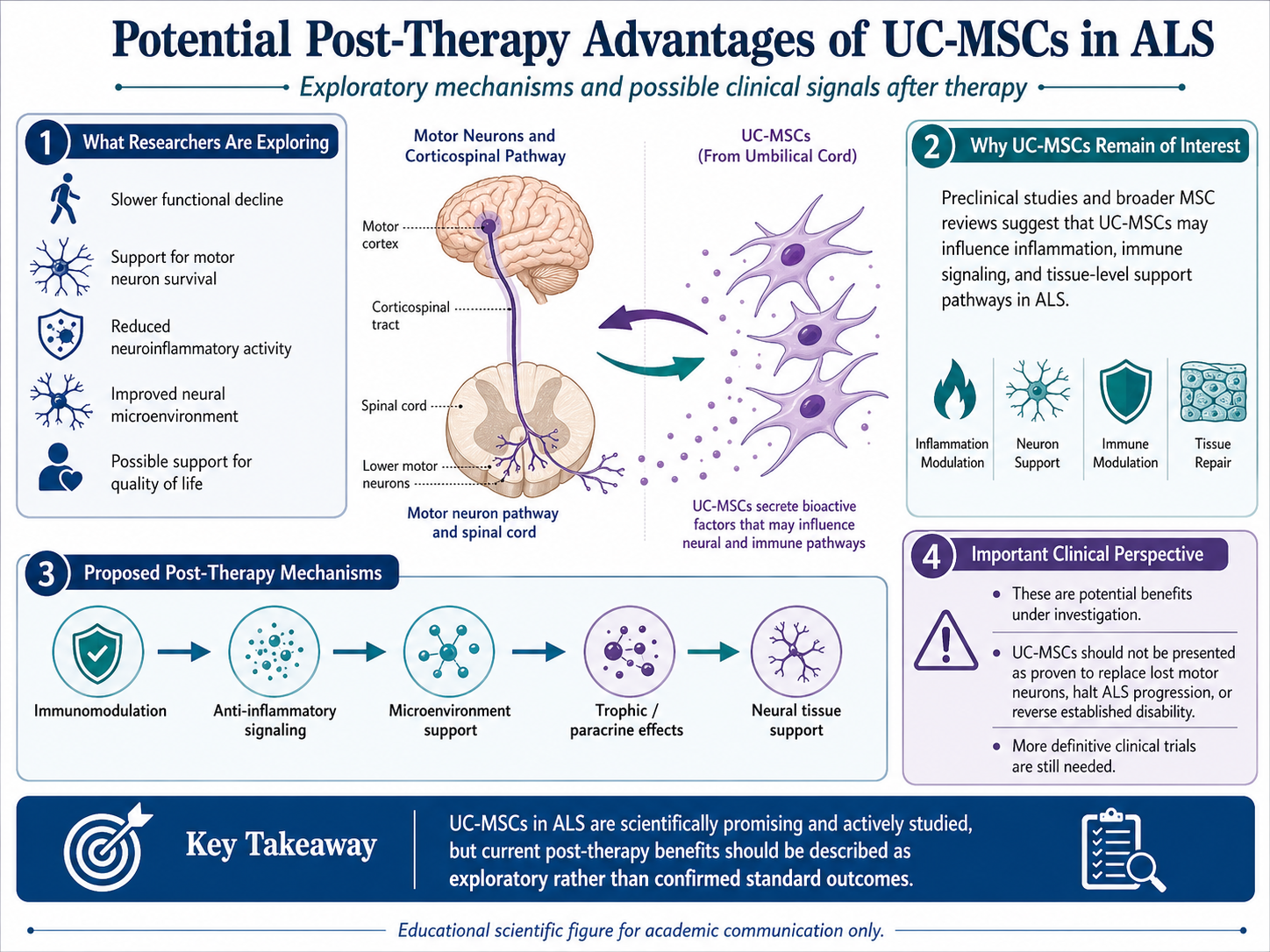 Figure 1: Potential Clinical and Biological Advantages of UC-MSCs After Therapy in ALS