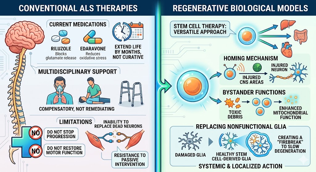 Figure 1: Rationale for Transition to Regenerative Biological Models Compared with Conventional ALS therapy