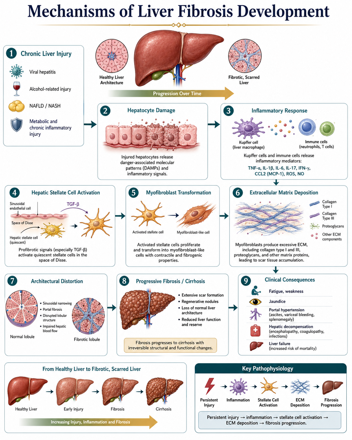Figure 1: Mechanisms of Liver Fibrosis Development