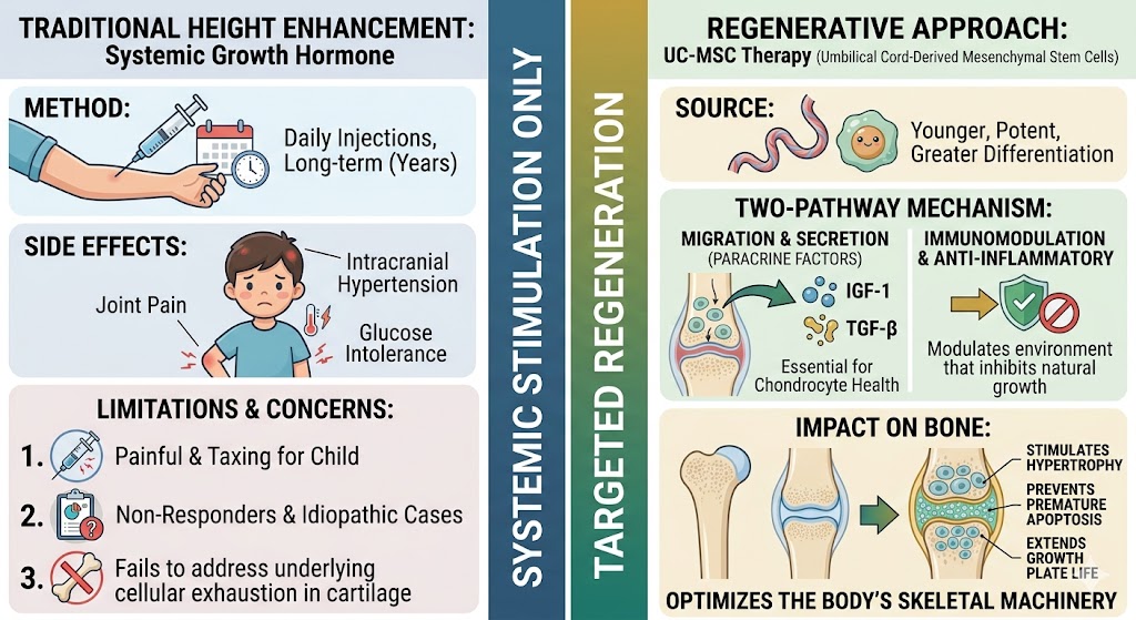 Figure 2: Traditional and Regenerative Treatment in Height Enhancement in Children