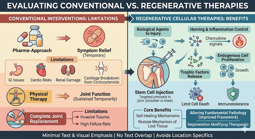 Figure 2: Evaluate Conventional Interventions and Their Limitations compared with Integration of Regenerative Cellular Therapies