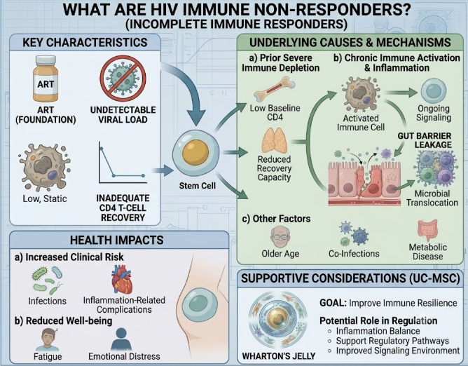 Figure 1: Understanding HIV Immune Non-Responders and Supportive UC-MSC Considerations