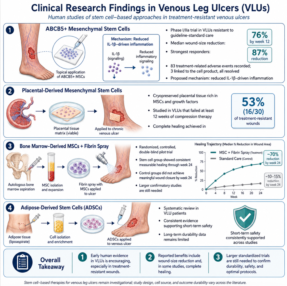 Figure 1: Clinical Evidence for Mesenchymal and Adipose-Derived Stem Cell–Based Approaches in Treatment-Resistant Venous Leg Ulcers